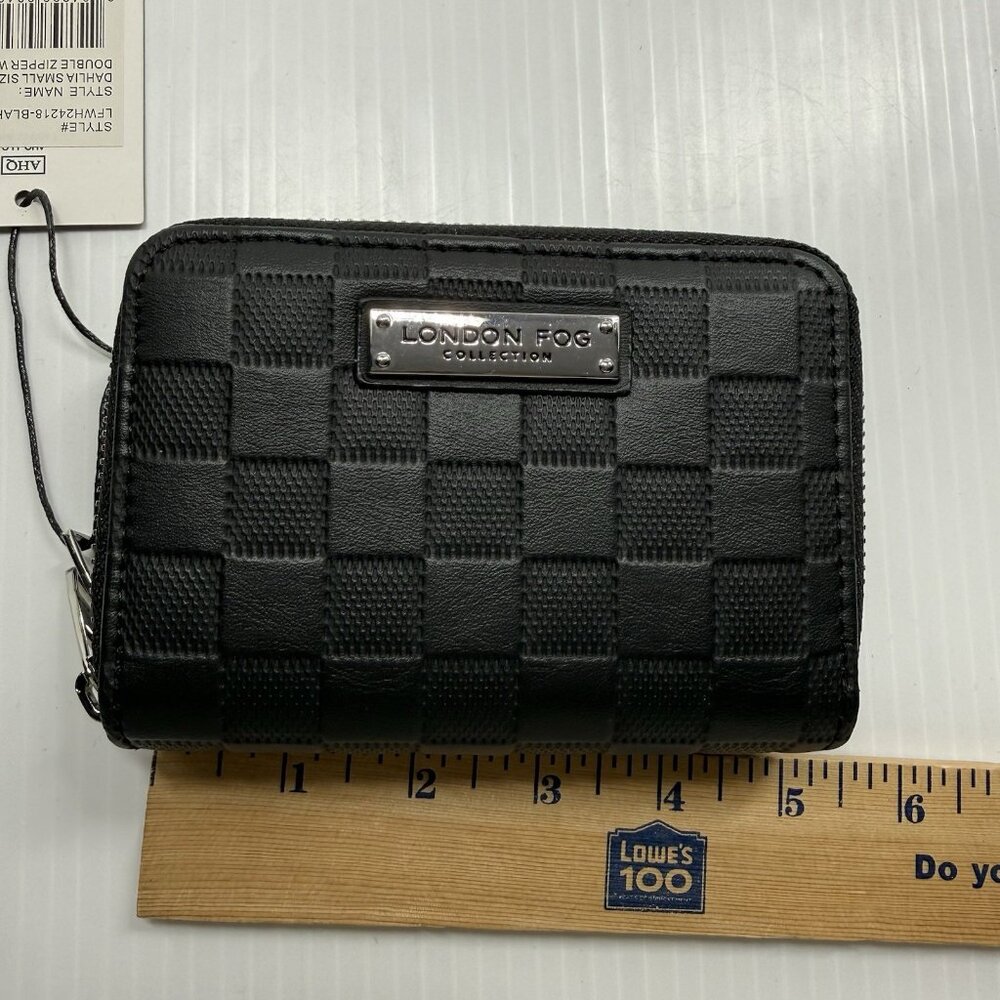 London Fog Dahlia Double Zip Wallet Black Check Zip Around NWT - Picture 9 of 9